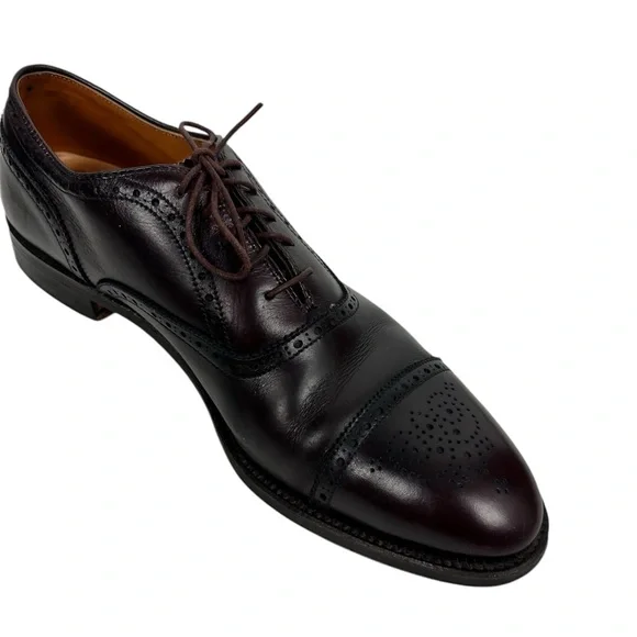 Alden Oxford Dress Shoes Men 11 Brown Leather Cap Toe 908 Brogue Lace Made USA